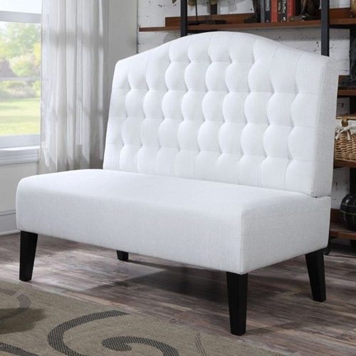 PRI Fabric Living Room Bench in Ivory